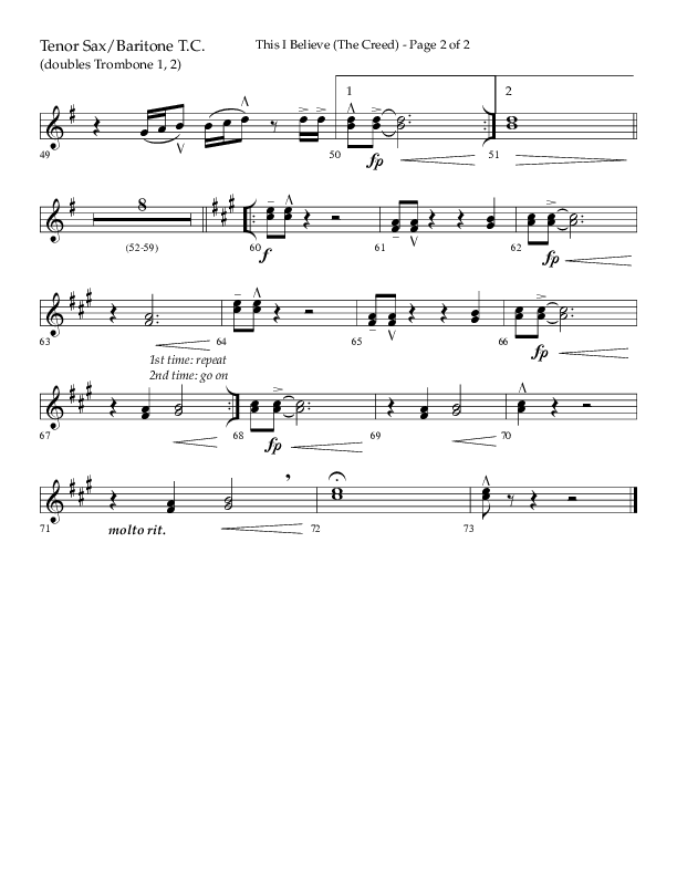 This I Believe (The Creed) (Choral Anthem SATB) Tenor Sax/Baritone T.C. (Lifeway Choral / Arr. Camp Kirkland)