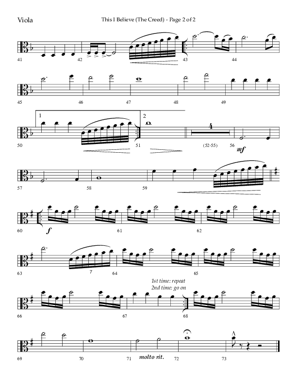 This I Believe (The Creed) (Choral Anthem SATB) Viola (Lifeway Choral / Arr. Camp Kirkland)