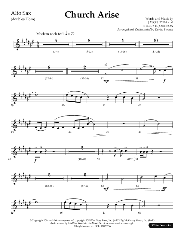 Church Arise (Choral Anthem SATB) Alto Sax (Lifeway Choral / Arr. Daniel Semsen)