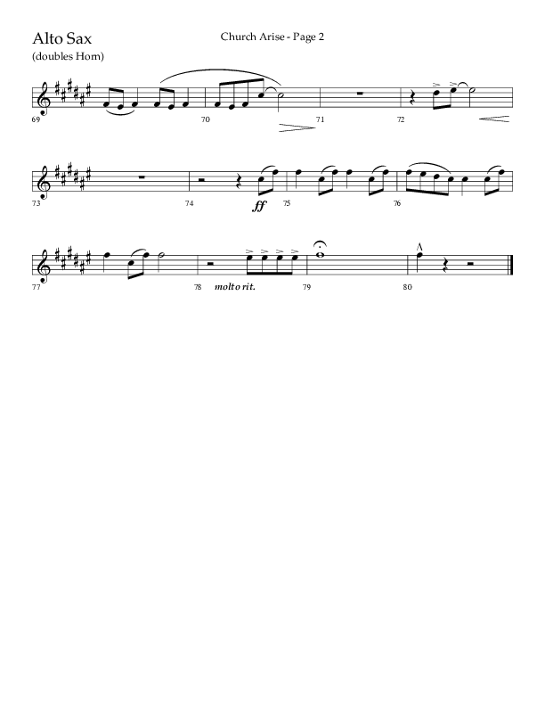 Church Arise (Choral Anthem SATB) Alto Sax (Lifeway Choral / Arr. Daniel Semsen)