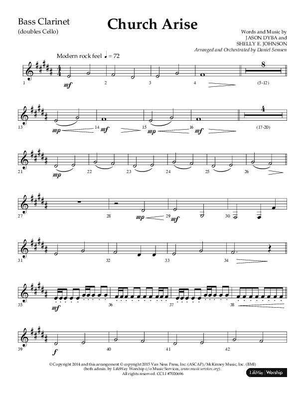 Church Arise (Choral Anthem SATB) Bass Clarinet (Lifeway Choral / Arr. Daniel Semsen)