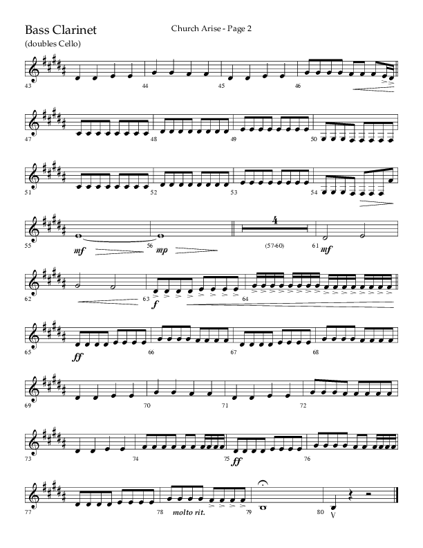 Church Arise (Choral Anthem SATB) Bass Clarinet (Lifeway Choral / Arr. Daniel Semsen)
