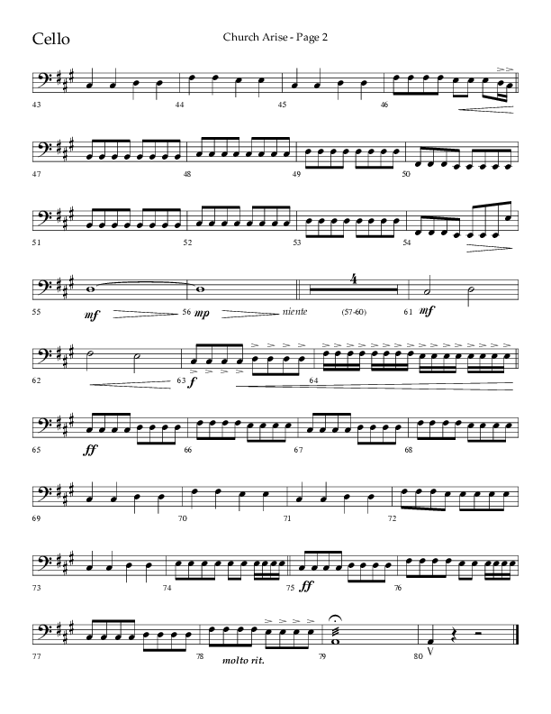 Church Arise (Choral Anthem SATB) Cello (Lifeway Choral / Arr. Daniel Semsen)