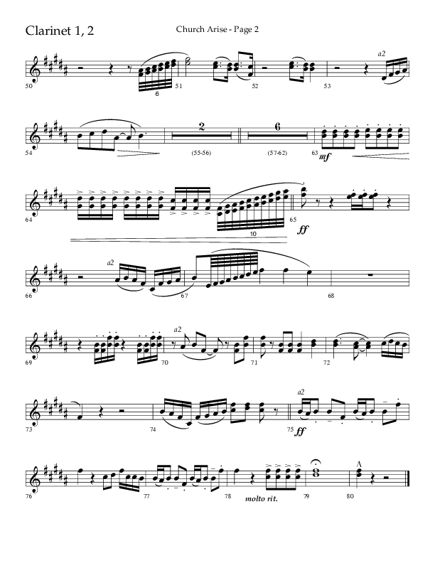 Church Arise (Choral Anthem SATB) Clarinet 1/2 (Lifeway Choral / Arr. Daniel Semsen)