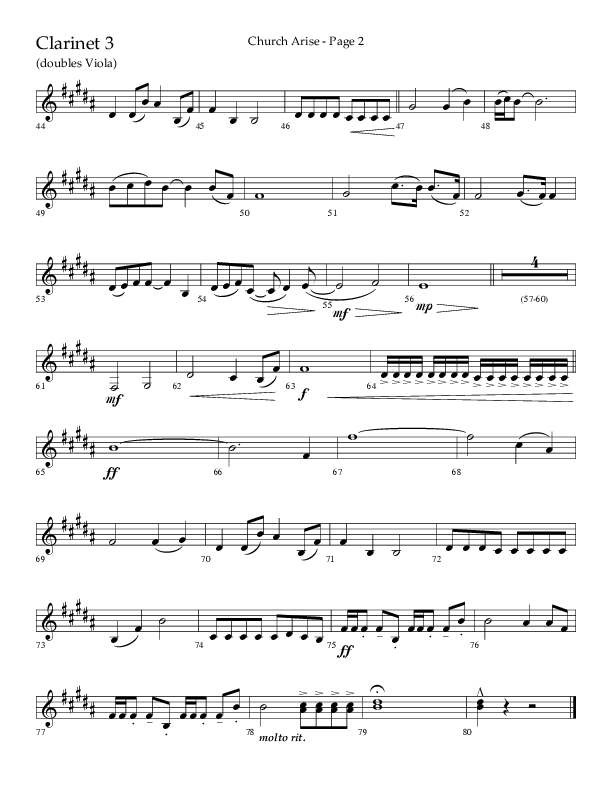 Church Arise (Choral Anthem SATB) Clarinet 3 (Lifeway Choral / Arr. Daniel Semsen)