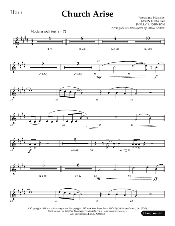 Church Arise (Choral Anthem SATB) French Horn (Lifeway Choral / Arr. Daniel Semsen)