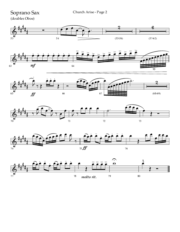 Church Arise (Choral Anthem SATB) Soprano Sax (Lifeway Choral / Arr. Daniel Semsen)