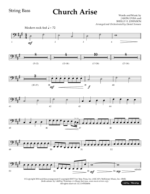 Church Arise (Choral Anthem SATB) String Bass (Lifeway Choral / Arr. Daniel Semsen)