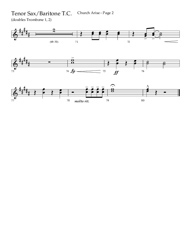 Church Arise (Choral Anthem SATB) Tenor Sax/Baritone T.C. (Lifeway Choral / Arr. Daniel Semsen)