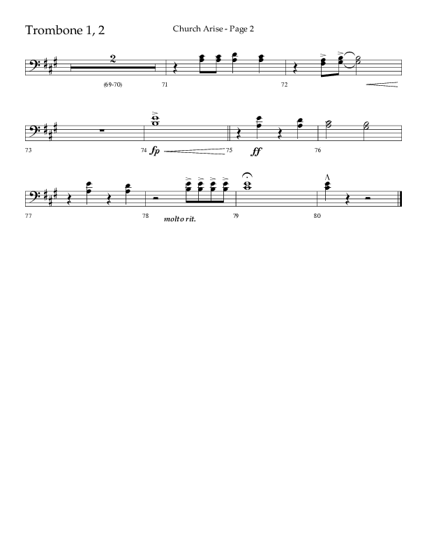 Church Arise (Choral Anthem SATB) Trombone 1/2 (Lifeway Choral / Arr. Daniel Semsen)