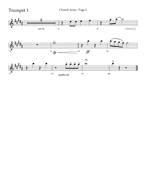 Church Arise (Choral Anthem SATB) Trumpet 1 (Lifeway Choral / Arr. Daniel Semsen)
