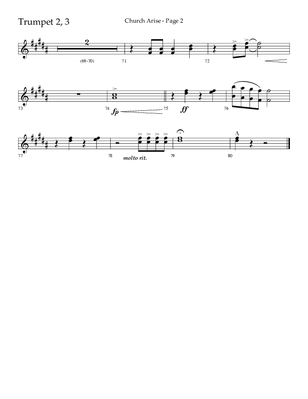 Church Arise (Choral Anthem SATB) Trumpet 2/3 (Lifeway Choral / Arr. Daniel Semsen)