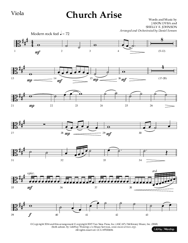 Church Arise (Choral Anthem SATB) Viola (Lifeway Choral / Arr. Daniel Semsen)