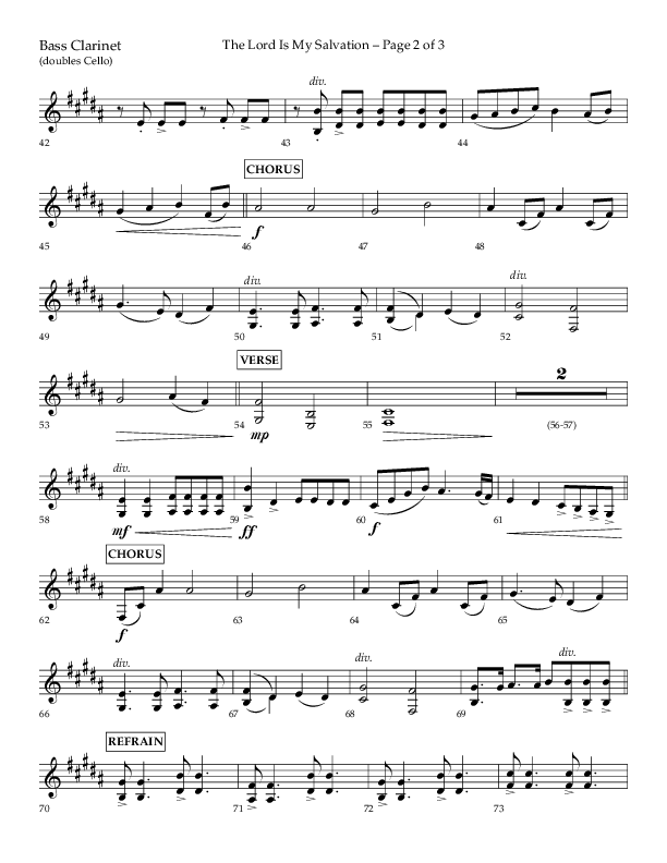 The Lord Is My Salvation (Choral Anthem SATB) Bass Clarinet (Lifeway Choral / Arr. David Hamilton)