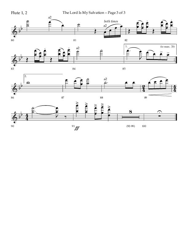 The Lord Is My Salvation (Choral Anthem SATB) Flute 1/2 (Lifeway Choral / Arr. David Hamilton)