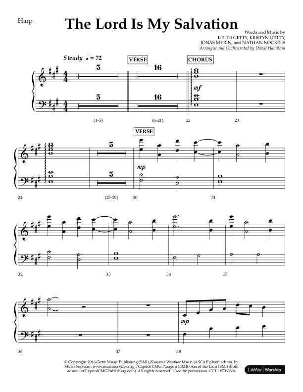 The Lord Is My Salvation (Choral Anthem SATB) Harp (Lifeway Choral / Arr. David Hamilton)