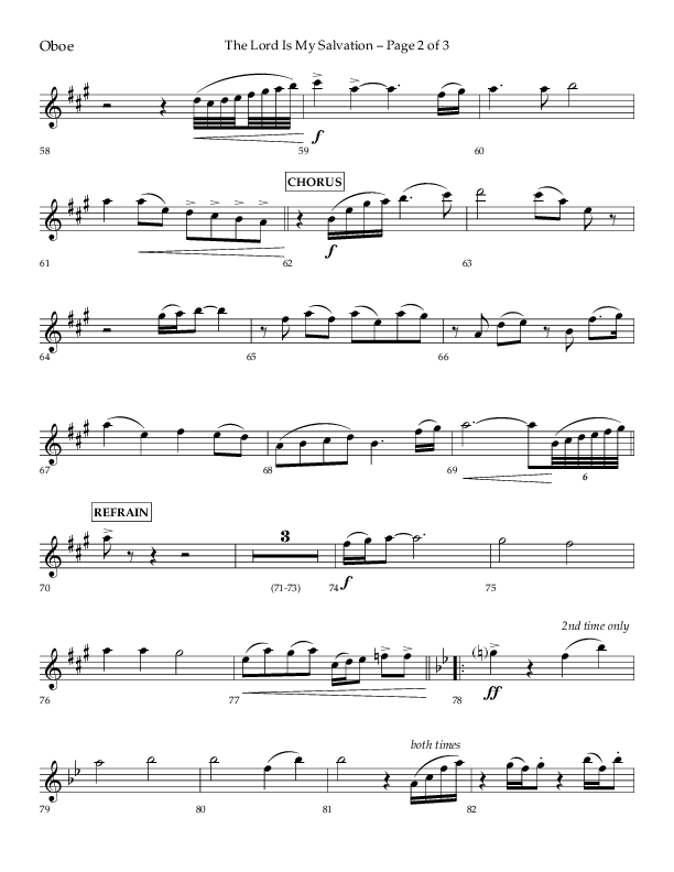 The Lord Is My Salvation (Choral Anthem SATB) Oboe (Lifeway Choral / Arr. David Hamilton)