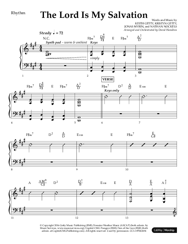 The Lord Is My Salvation (Choral Anthem SATB) Lead Melody & Rhythm (Lifeway Choral / Arr. David Hamilton)