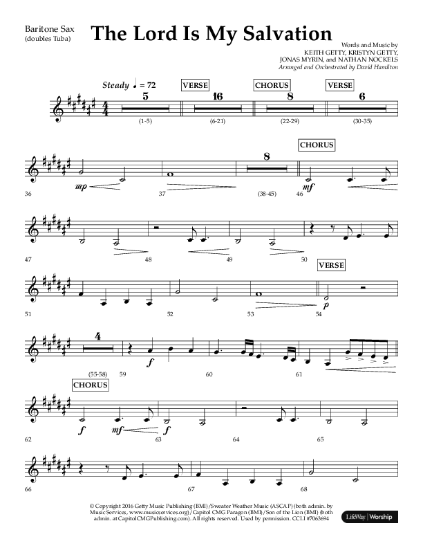The Lord Is My Salvation (Choral Anthem SATB) Soprano Sax (Lifeway Choral / Arr. David Hamilton)