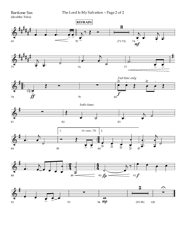 The Lord Is My Salvation (Choral Anthem SATB) Soprano Sax (Lifeway Choral / Arr. David Hamilton)