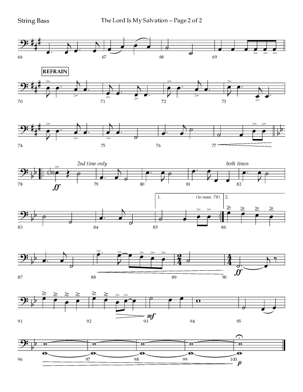 The Lord Is My Salvation (Choral Anthem SATB) String Bass (Lifeway Choral / Arr. David Hamilton)