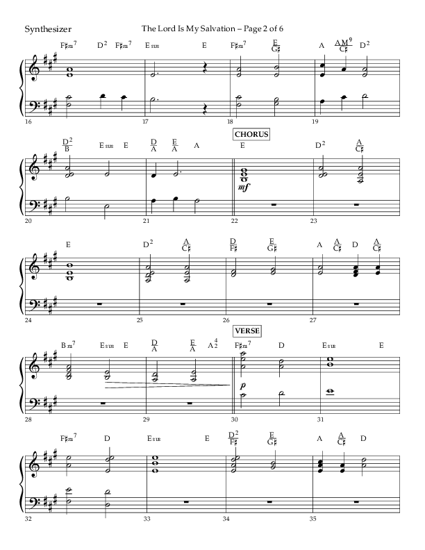 The Lord Is My Salvation (Choral Anthem SATB) Synth (Lifeway Choral / Arr. David Hamilton)