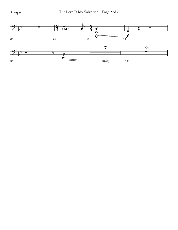 The Lord Is My Salvation (Choral Anthem SATB) Timpani (Lifeway Choral / Arr. David Hamilton)