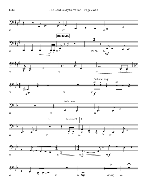 The Lord Is My Salvation (Choral Anthem SATB) Tuba (Lifeway Choral / Arr. David Hamilton)