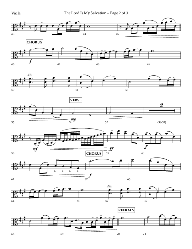 The Lord Is My Salvation (Choral Anthem SATB) Viola (Lifeway Choral / Arr. David Hamilton)