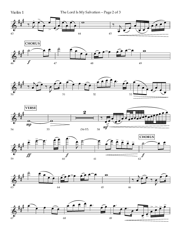 The Lord Is My Salvation (Choral Anthem SATB) Violin 1 (Lifeway Choral / Arr. David Hamilton)