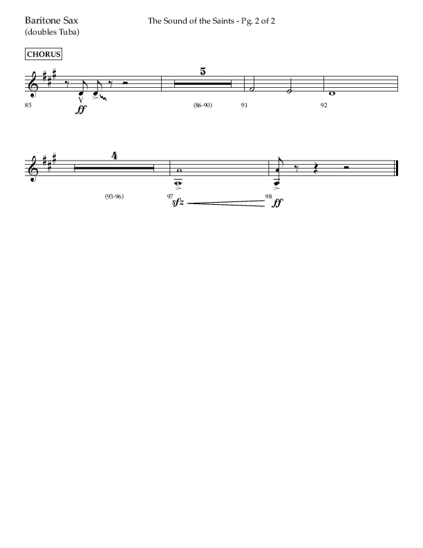 The Sound Of The Saints (Choral Anthem SATB) Bari Sax (Arr. Ken Barker / Orch. Danny Zaloudik / Lifeway Choral)