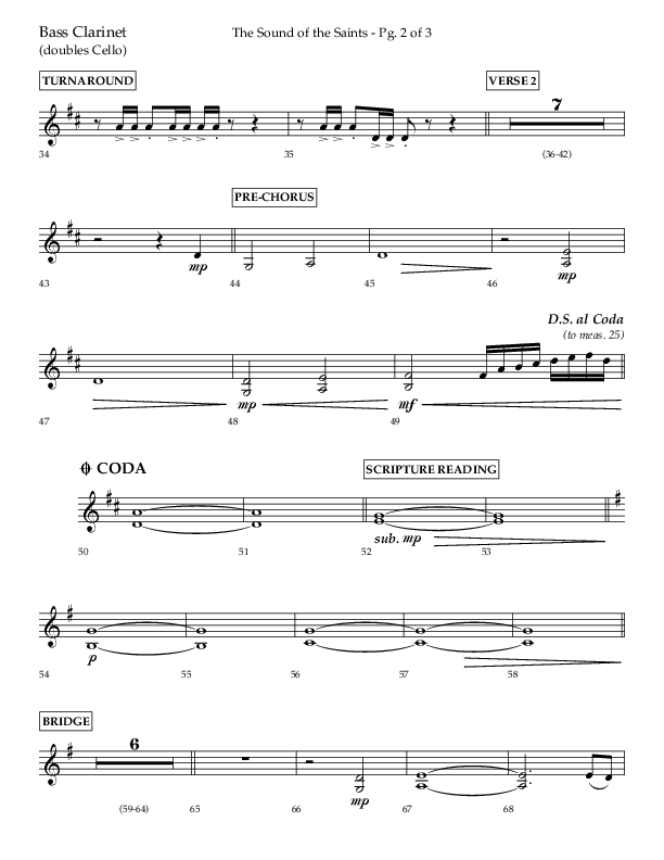 The Sound Of The Saints (Choral Anthem SATB) Bass Clarinet (Arr. Ken Barker / Orch. Danny Zaloudik / Lifeway Choral)