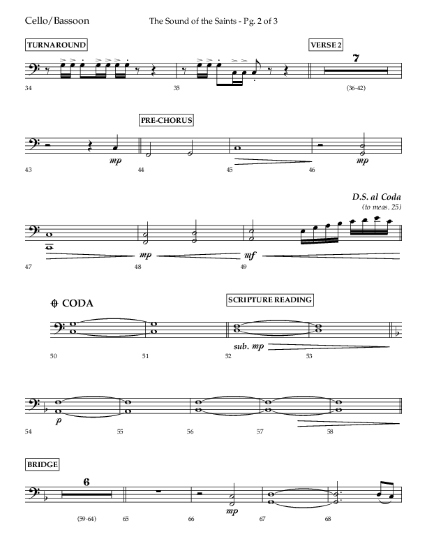 The Sound Of The Saints (Choral Anthem SATB) Cello (Arr. Ken Barker / Orch. Danny Zaloudik / Lifeway Choral)
