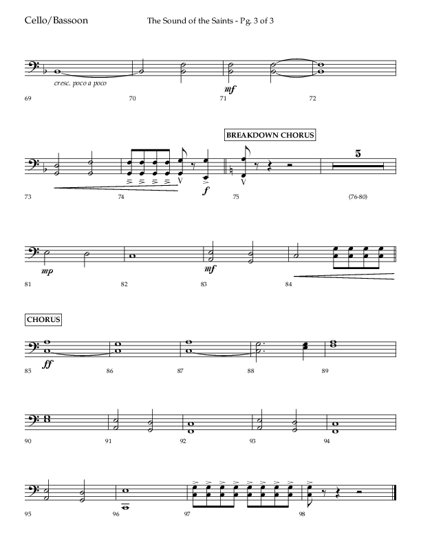 The Sound Of The Saints (Choral Anthem SATB) Cello (Arr. Ken Barker / Orch. Danny Zaloudik / Lifeway Choral)