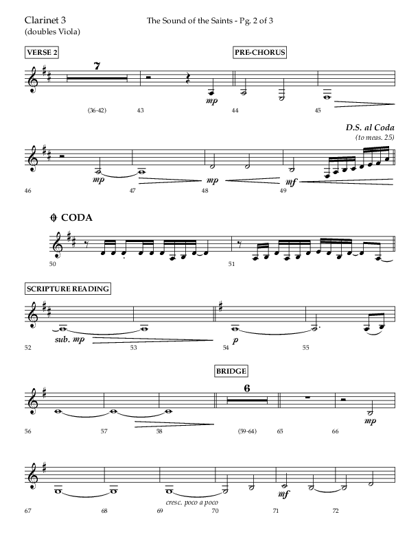 The Sound Of The Saints (Choral Anthem SATB) Clarinet 3 (Arr. Ken Barker / Orch. Danny Zaloudik / Lifeway Choral)