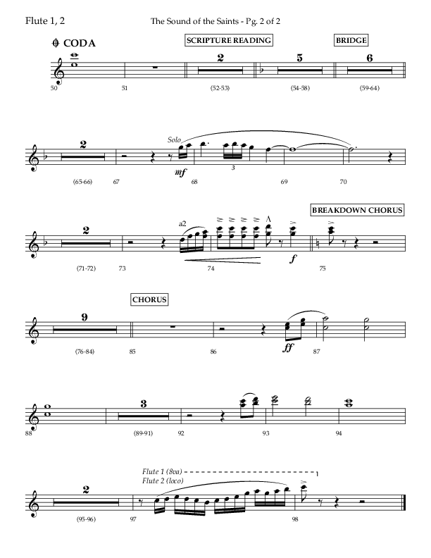 The Sound Of The Saints (Choral Anthem SATB) Flute 1/2 (Arr. Ken Barker / Orch. Danny Zaloudik / Lifeway Choral)