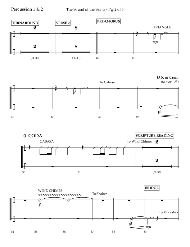 The Sound Of The Saints (Choral Anthem SATB) Percussion 1/2 (Arr. Ken Barker / Orch. Danny Zaloudik / Lifeway Choral)