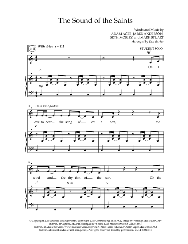 The Sound Of The Saints (Choral Anthem SATB) Anthem (SATB/Piano) (Arr. Ken Barker / Orch. Danny Zaloudik / Lifeway Choral)