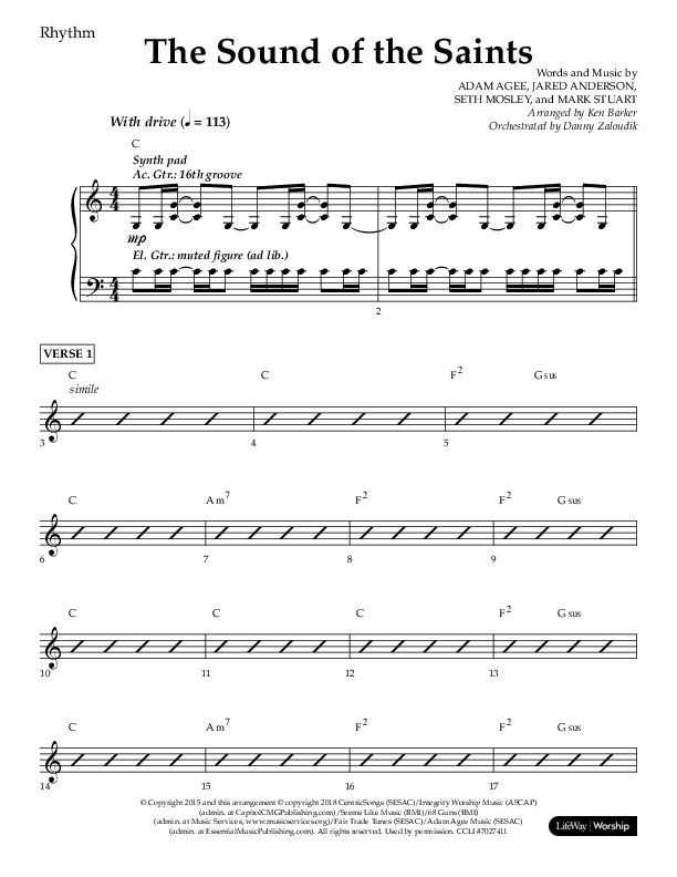 The Sound Of The Saints (Choral Anthem SATB) Lead Melody & Rhythm (Arr. Ken Barker / Orch. Danny Zaloudik / Lifeway Choral)