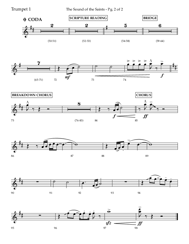 The Sound Of The Saints (Choral Anthem SATB) Trumpet 1 (Arr. Ken Barker / Orch. Danny Zaloudik / Lifeway Choral)
