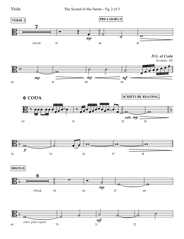 The Sound Of The Saints (Choral Anthem SATB) Viola (Arr. Ken Barker / Orch. Danny Zaloudik / Lifeway Choral)
