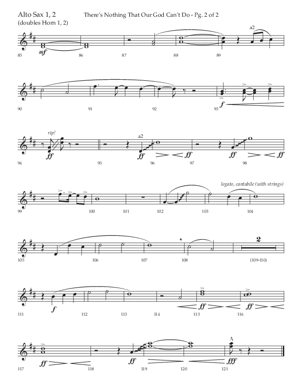 There's Nothing That Our God Can't Do (Choral Anthem SATB) Alto Sax 1/2 (Lifeway Choral / Arr. John Bolin / Orch. Daniel Semsen)
