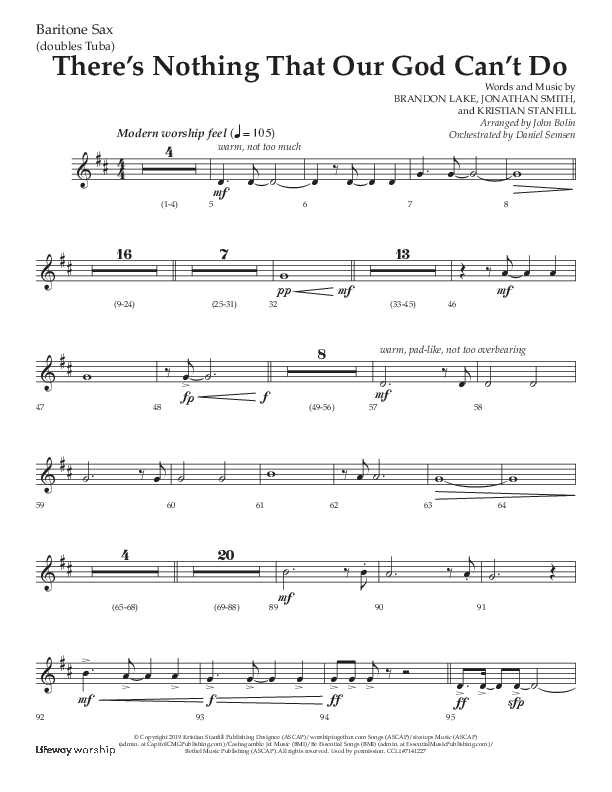 There's Nothing That Our God Can't Do (Choral Anthem SATB) Bari Sax (Lifeway Choral / Arr. John Bolin / Orch. Daniel Semsen)