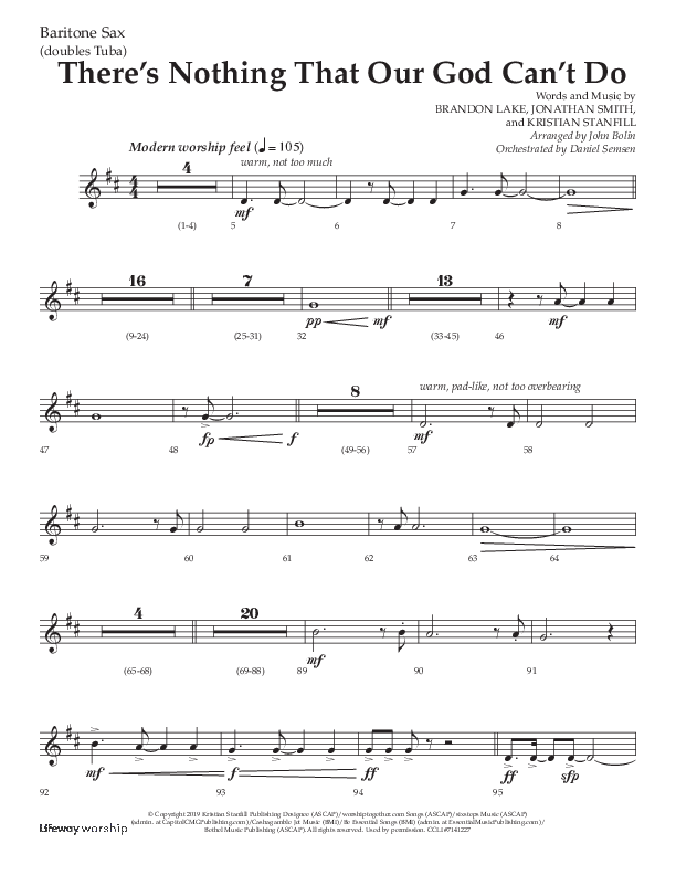 There's Nothing That Our God Can't Do (Choral Anthem SATB) Bari Sax (Lifeway Choral / Arr. John Bolin / Orch. Daniel Semsen)
