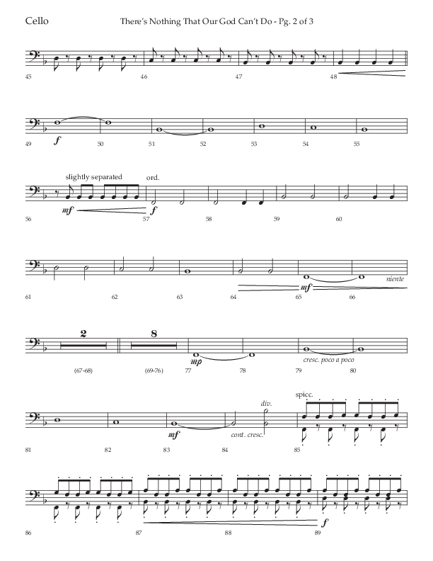 There's Nothing That Our God Can't Do (Choral Anthem SATB) Cello (Lifeway Choral / Arr. John Bolin / Orch. Daniel Semsen)