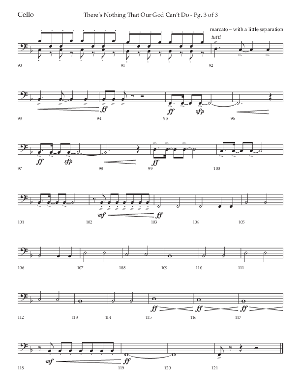 There's Nothing That Our God Can't Do (Choral Anthem SATB) Cello (Lifeway Choral / Arr. John Bolin / Orch. Daniel Semsen)