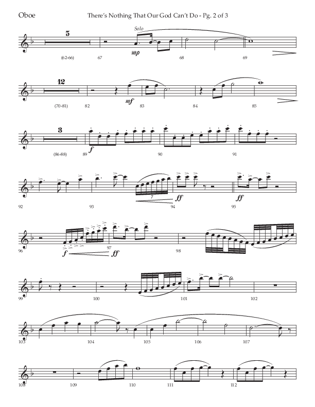 There's Nothing That Our God Can't Do (Choral Anthem SATB) Oboe (Lifeway Choral / Arr. John Bolin / Orch. Daniel Semsen)