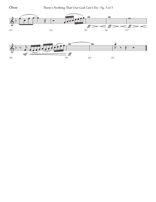 There's Nothing That Our God Can't Do (Choral Anthem SATB) Oboe (Lifeway Choral / Arr. John Bolin / Orch. Daniel Semsen)