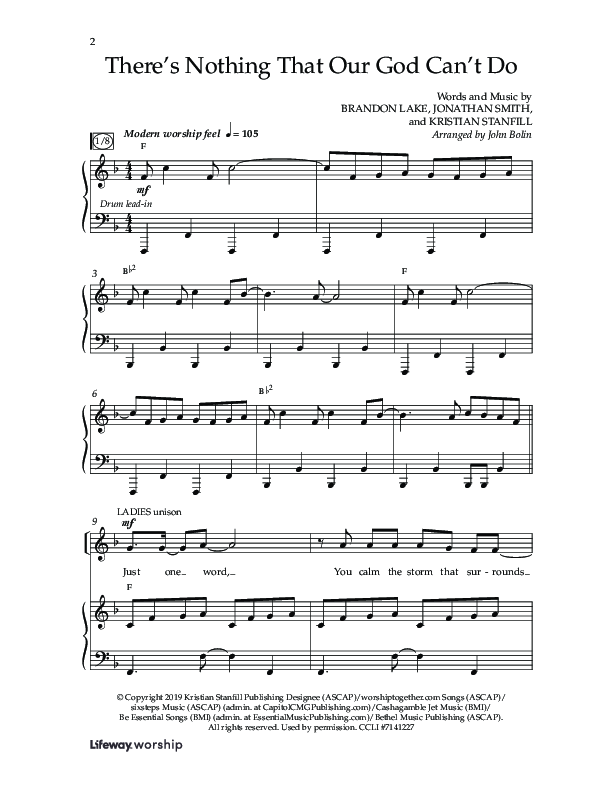 There's Nothing That Our God Can't Do (Choral Anthem SATB) Anthem (SATB/Piano) (Lifeway Choral / Arr. John Bolin / Orch. Daniel Semsen)