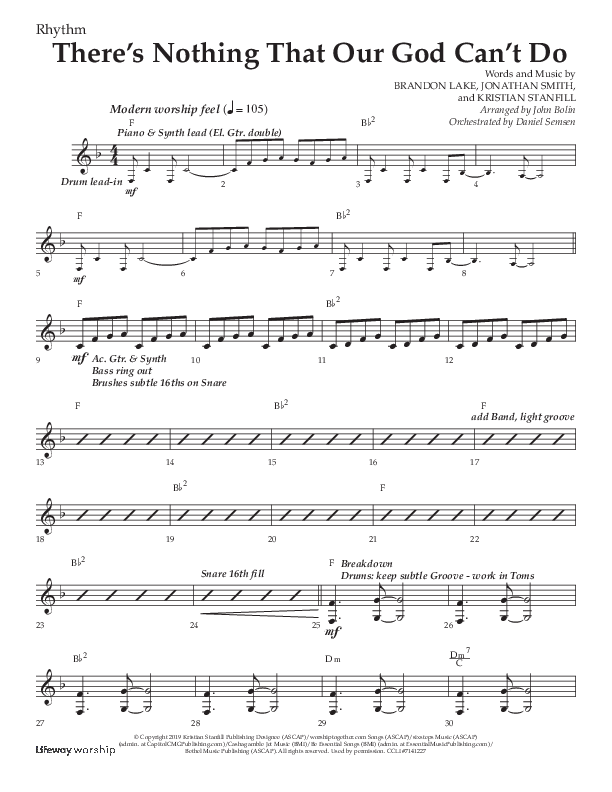 There's Nothing That Our God Can't Do (Choral Anthem SATB) Lead Melody & Rhythm (Lifeway Choral / Arr. John Bolin / Orch. Daniel Semsen)